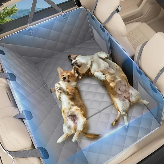 Back Seat Extender for Dogs Universal Fit Waterproof Dog Car Seat Cover 400lbs Capacity Hard Bottom L Black L Grey