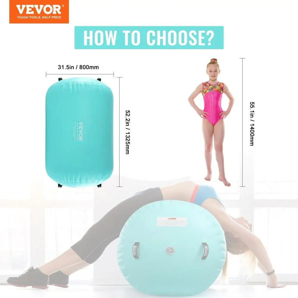 Air Mat Tumble Track Inflatable Air Roller Gymnastics Training Electric Pump Multi-Purpose Water Use Mint Green