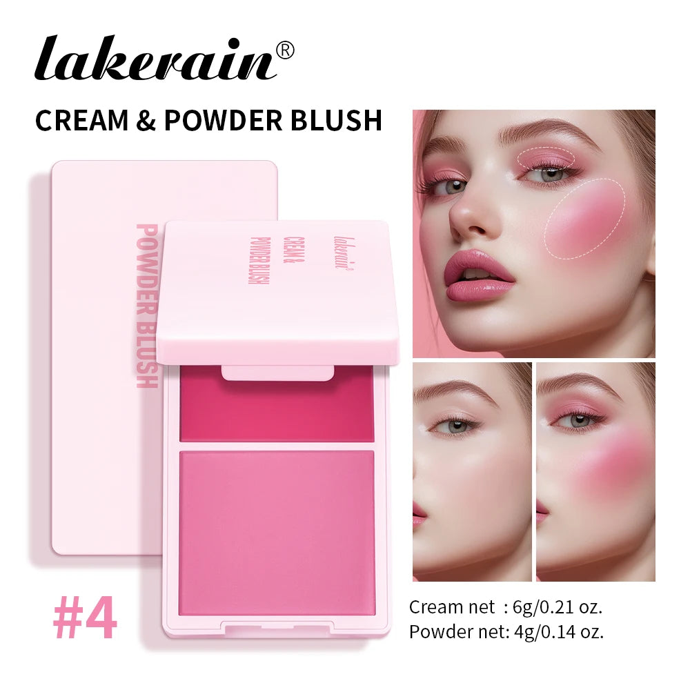 Cream&Powder Blush Palette Natural Long-lasting High Pigment Blusher Makeup Contour Powder Beauty Peach Pink Korean Makeup Blush