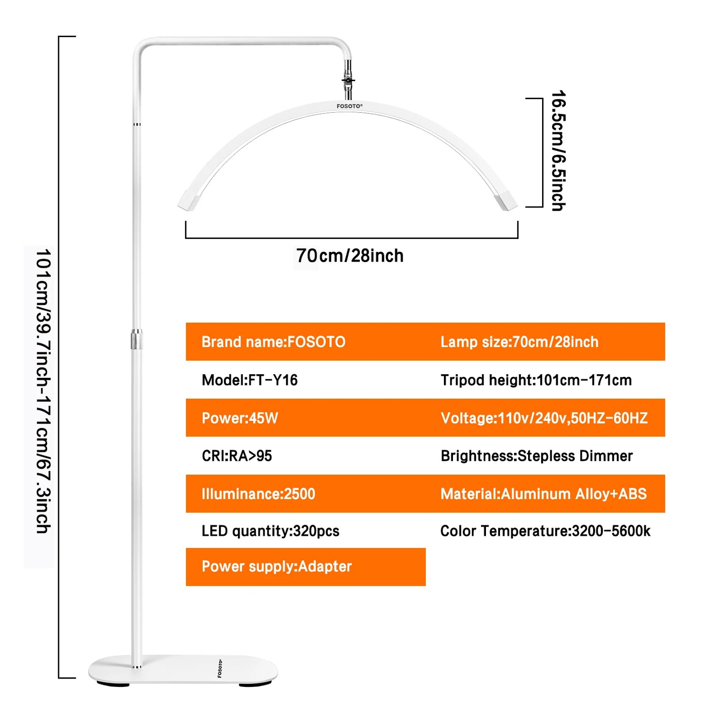 Fosoto Multi-directional Professional Half-Moon Light LED Lash Light  Ring Light For Makeup Beauty Salon Eyebrow Tattoo Haircuts