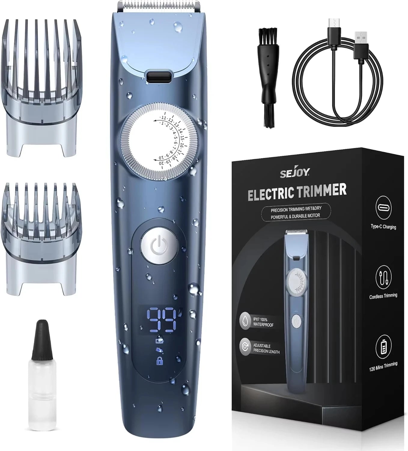 Sejoy Cordless Beard Trimmer For Men Hair Clipper Mustache