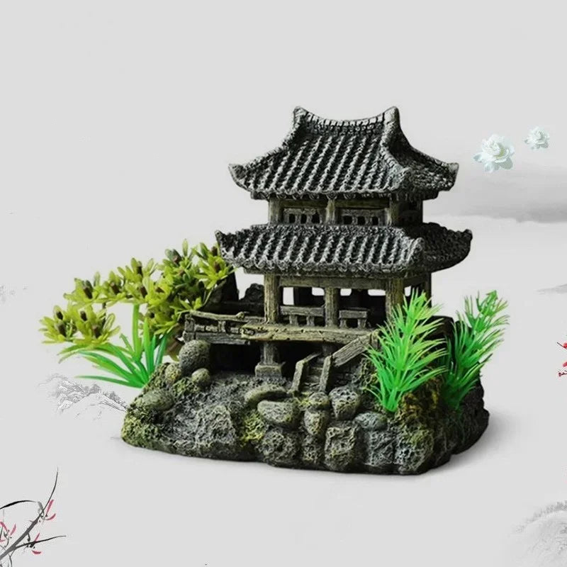 Resin Aquarium Landscape House Ornament For Fish Tank