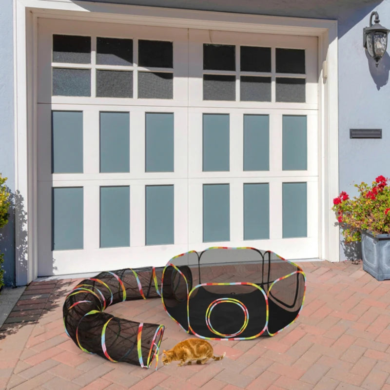 Outdoor Cat Cage Tunnel Enclosure Portable Cat Tent for Outside Playpen Pet Tunnel Playground for Cats and Small Animals