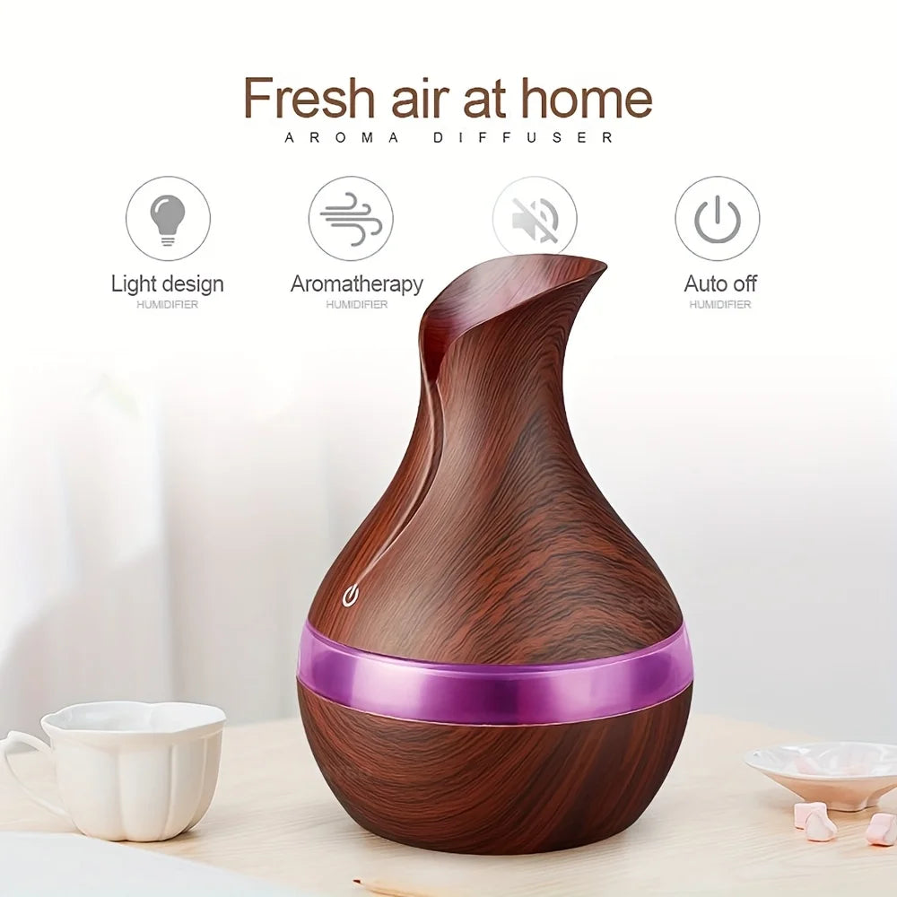 Wood Grain Humidifier 10.14oz USB Aroma Diffuser Atomizer USB Household Humidifier Hydrating Instrument Desktop Humidifier
