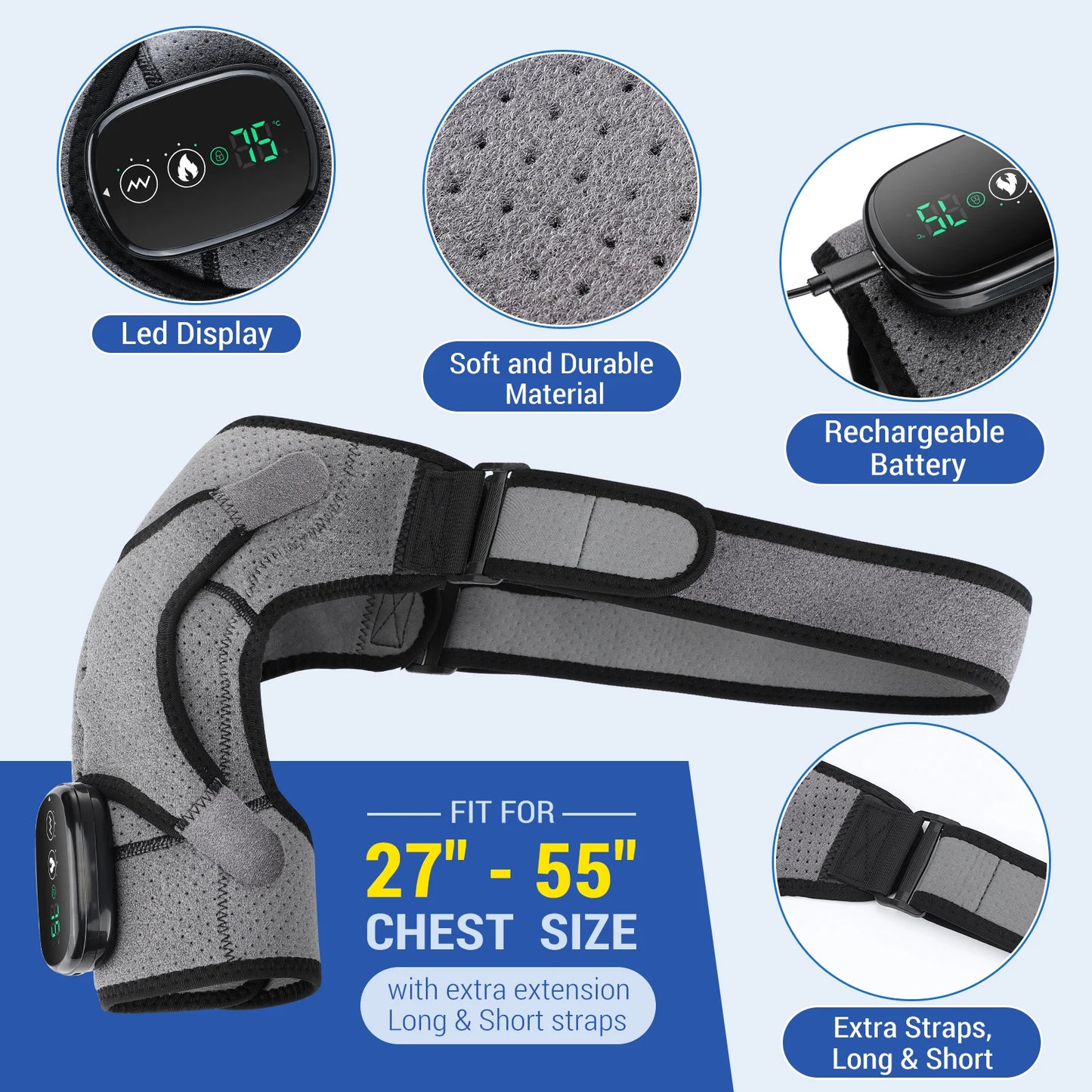 Electric Heating Shoulder Massager Vibration Belt Pain