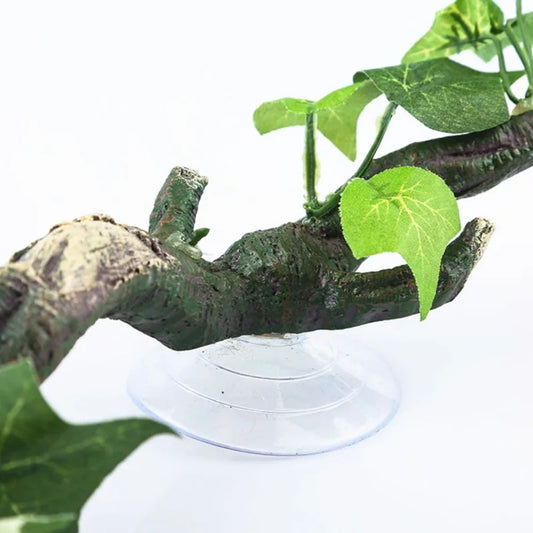 Reptile Terrarium Plant Decoration With Suction Cup Lizard