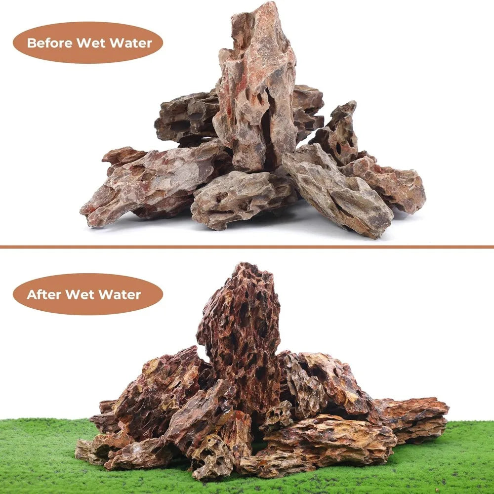 6-8 Inches Natural Dragon Stone 6 PCS Aquarium Rocks for Aquascaping, Aquarium Landscaping, Terrariums, Fish Tank Decoration, Vi