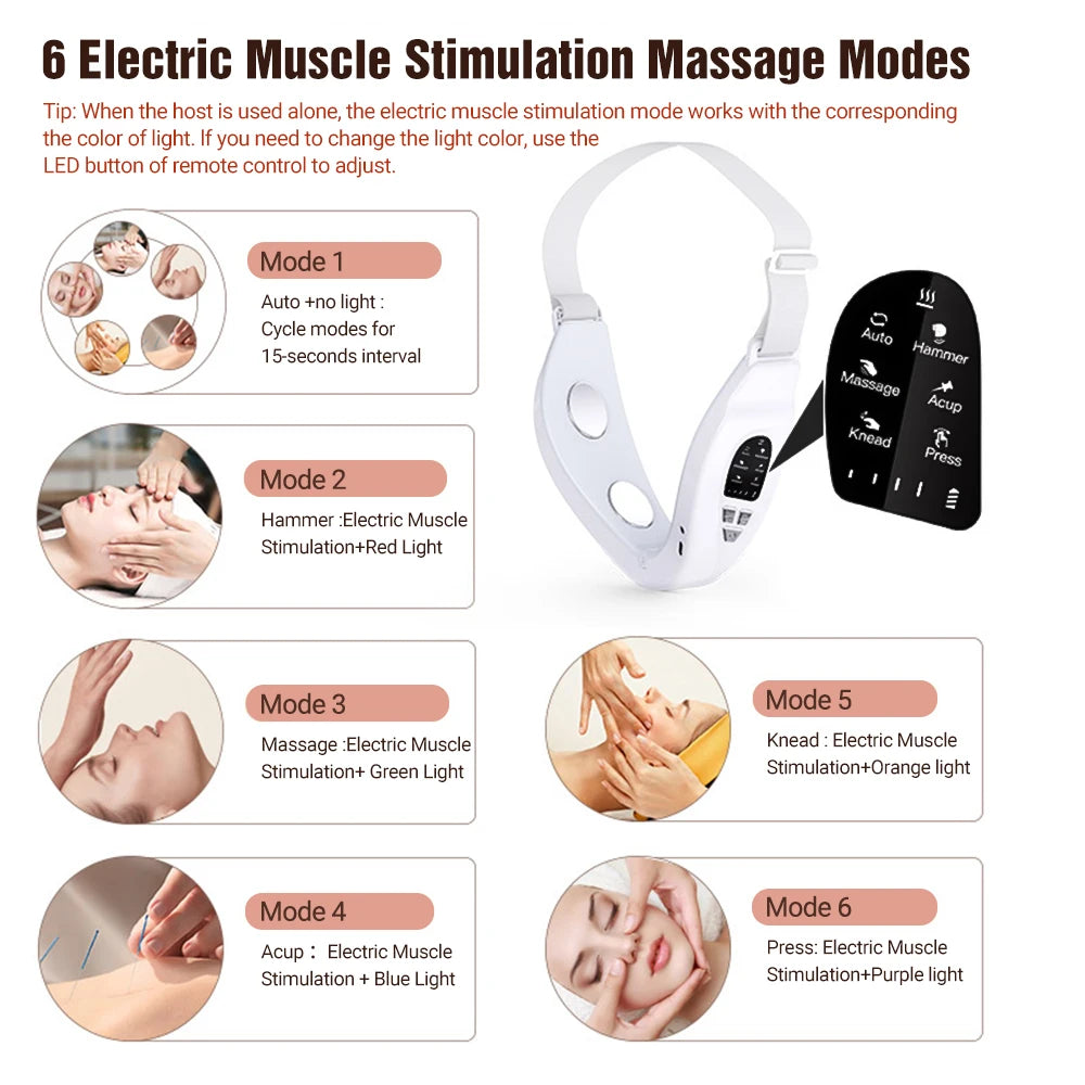 Face lifting Device Red Light Skin Rejuvenation V Face Massager Double Chin Lift Up with Remote Control Facial Beauty Instrument