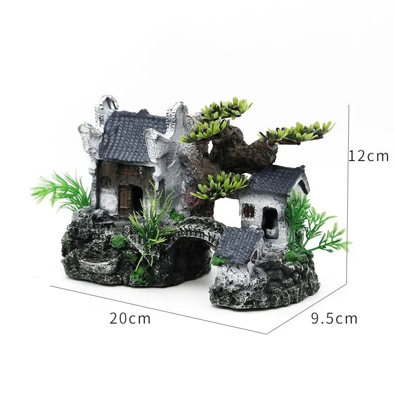 Resin Aquarium Landscape House Ornament For Fish Tank