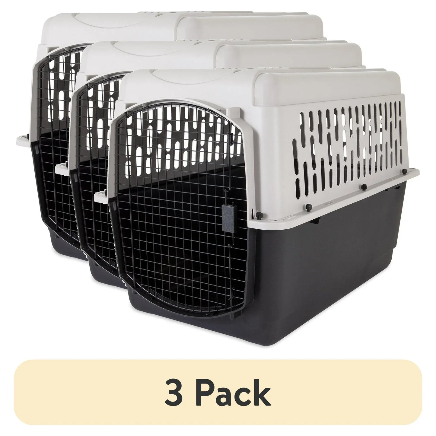 Vibrant Life Large 40 Inch Pet Kennel Dog Crate Plastic Travel Carrier for Pets 70 to 90 Pounds Grey