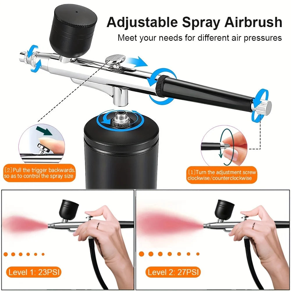 Air Compressor Airbrush Painting Airbrush Electric Airbrush Air Pump Suitable for Painting Art Beauty Makeup Nail Tattoo Body Painting Ceramic Spray Cake Making Furniture Leather Goods Repair Model Coloring, Gift