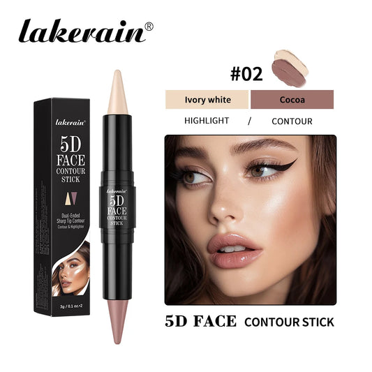 Lakerain Face Contour Stick Pen Dual-Ended Sharp Design Long Lasting Waterproof Sweatproof Contour Highlighter Pen Cosmetic