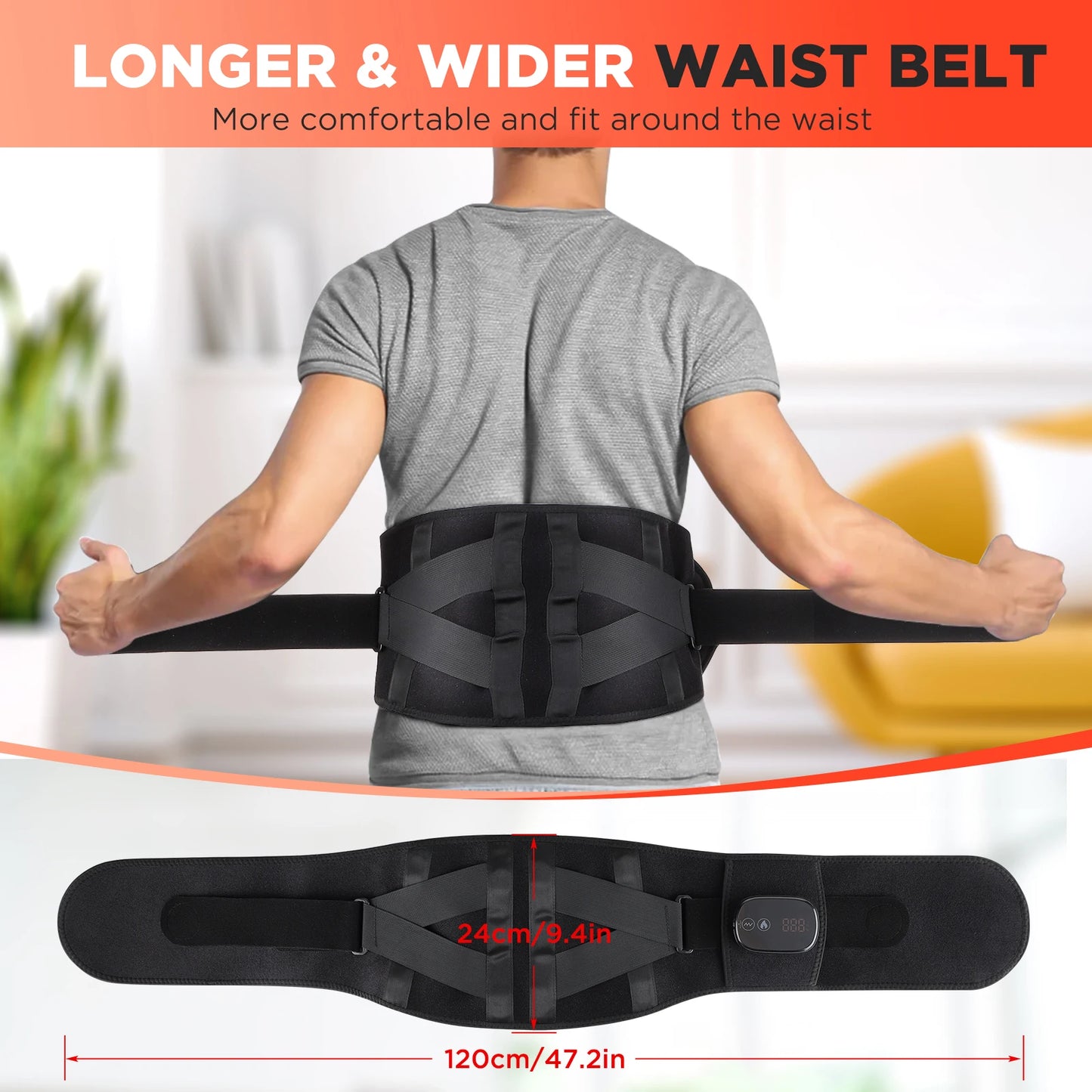 Electric Heating Waist Massager Vibration Hot Compress Belt