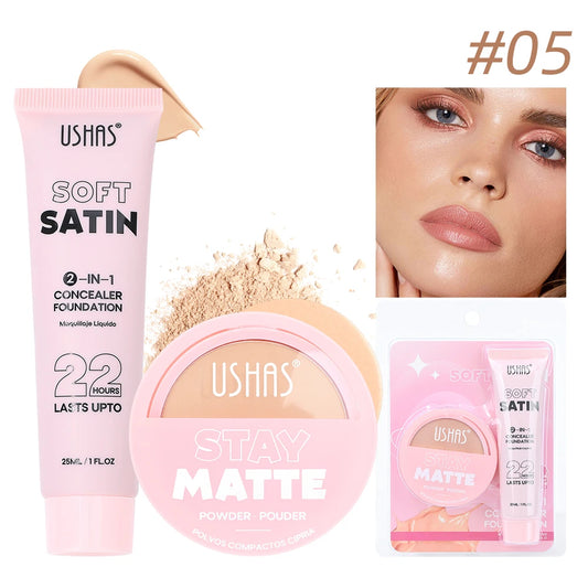 Ushas Makeup Duo - Concealer + Foundation, long-lasting, waterproof, oil-control, and concealing.