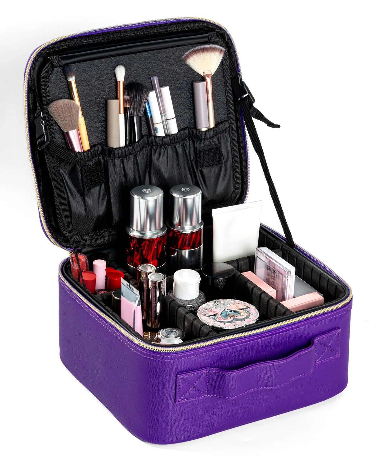 Travel Makeup Bag With Mirror Lamp Waterproof Cosmetic Case