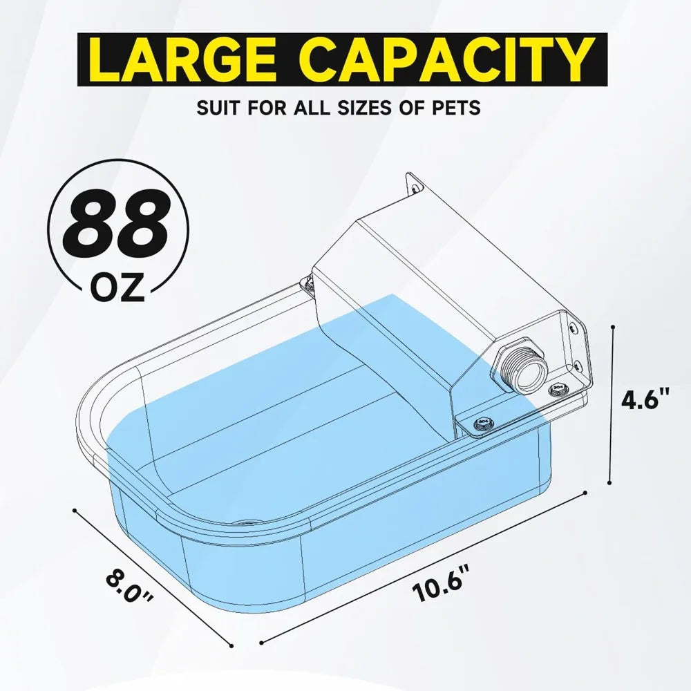 Automatic Water Dispenser for Dogs, 3L/101 oz 304 Stainless Steel Dog Water Feeder, Auto-Fill Large Waterer for Pets & Livestock