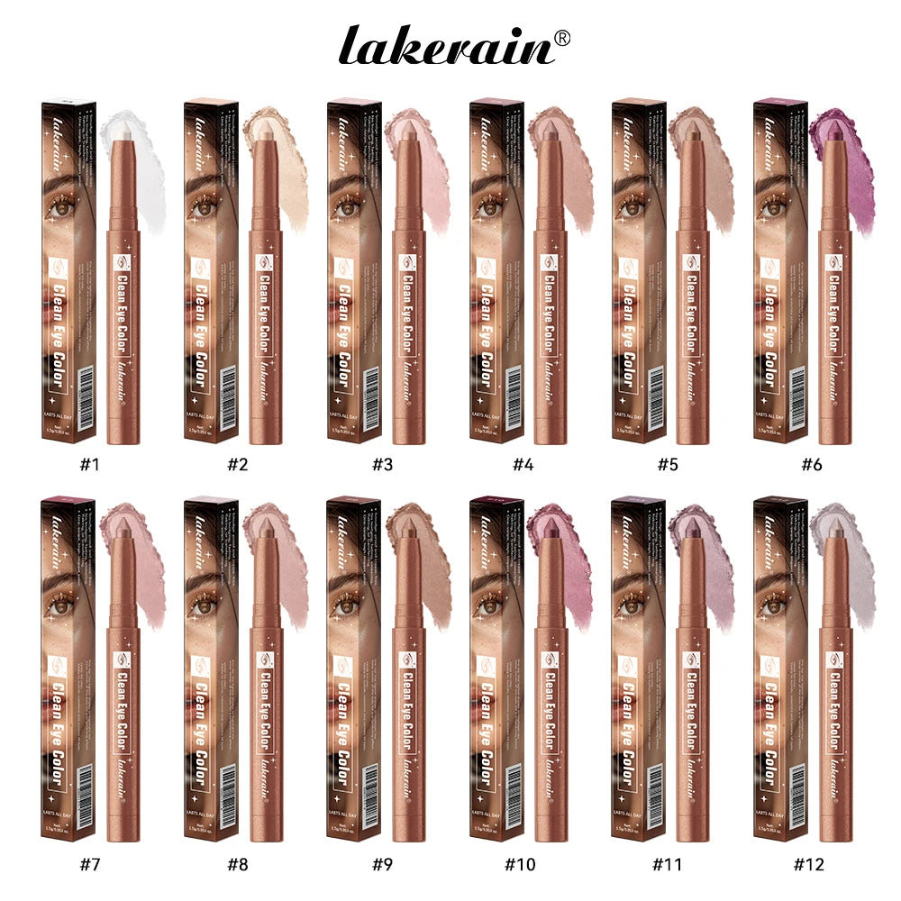 Lakerain Eyeshadow Pencil Long Lasting Smudge Resistant Liner Pen Highlighter Smooth Creamy Texture Eye Shadow Stick Makeup