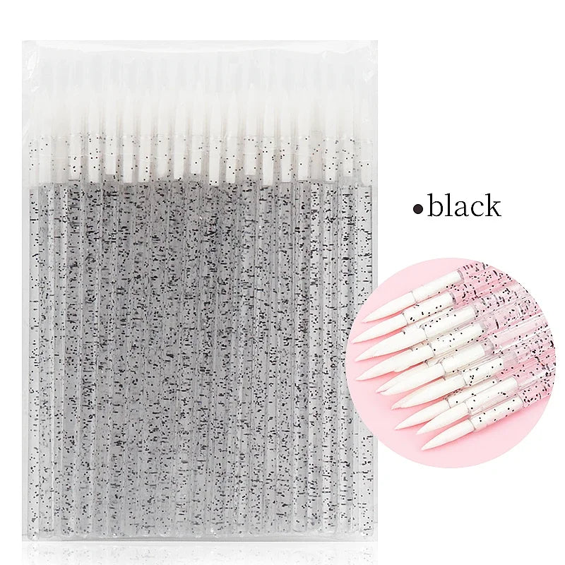 50pc Disposable Eyeliner Makeup Brush Crystal Handle Soft Fiber Lip Line Outline Brush Eyeshadow Blending Applicator Beauty Tool
