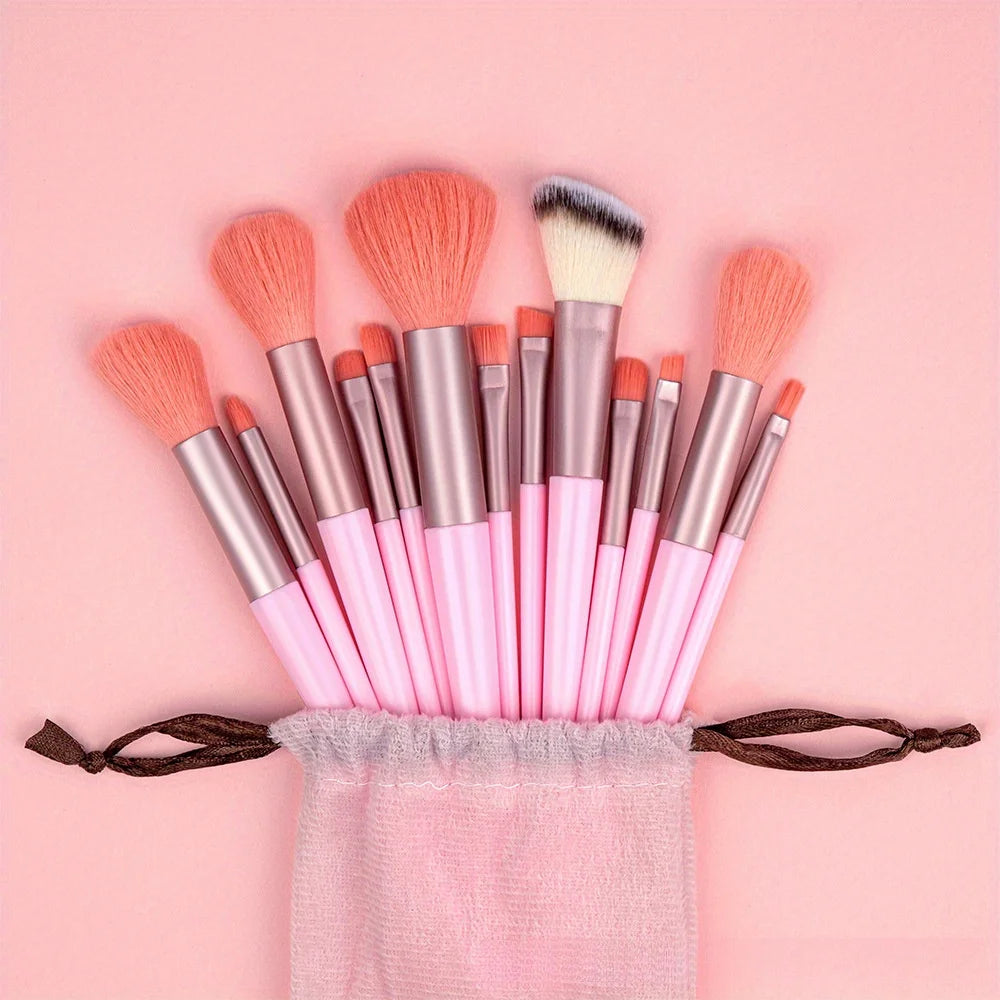 13pcs makeup brushes set (with free storage bag), blush brushes, shadow brushes, eyeshadow brushes and other 13 brushes with dif