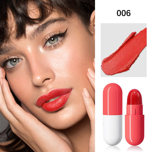 6pcs Mini Cute Capsule Lipstick Set with Lip Balm Moisturizing Waterproof Non-stick Cup Carry Pill Lipstick Lips Makeup Gift