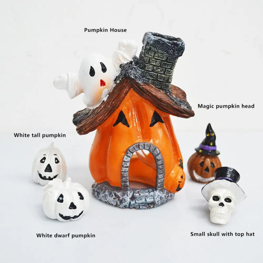 Halloween Pumpkin Aquarium Ornament Resin Ghost Statue