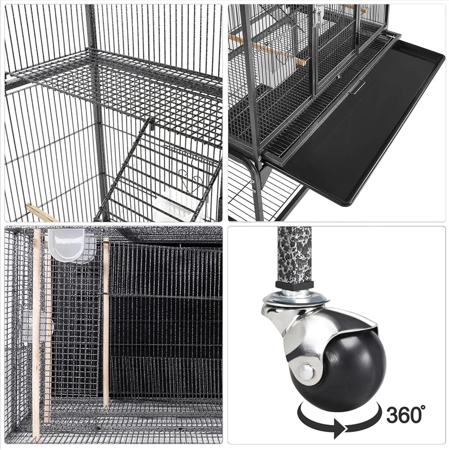 69 Inch Large Metal Bird Cage For Parrots And Lovebirds Black
