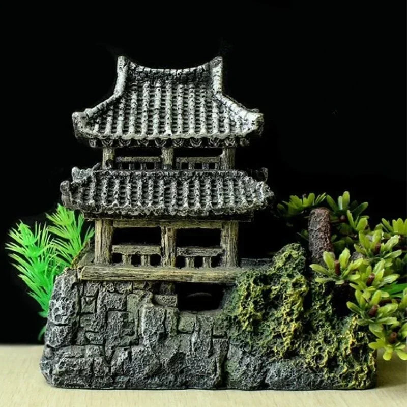Resin Aquarium Landscape House Ornament For Fish Tank
