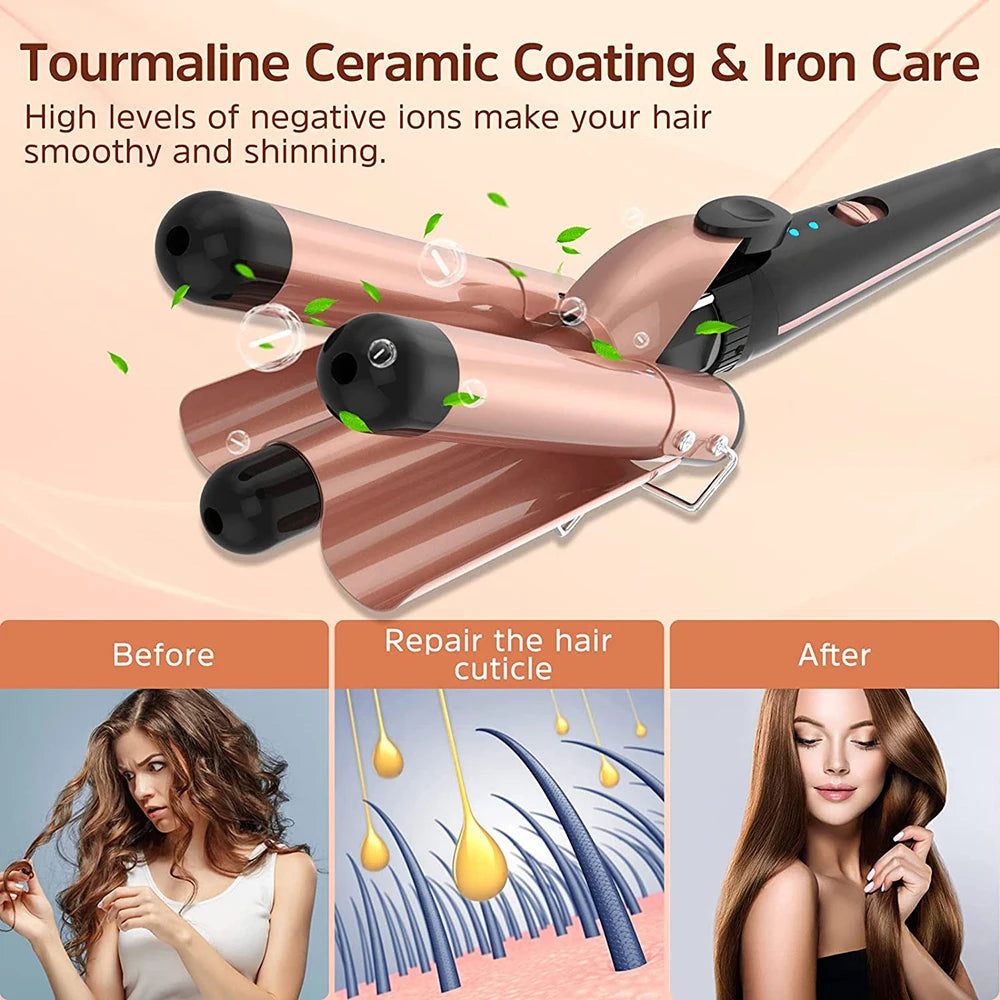 5 In 1 Hair Waver Curling Iron Three Barrel Crimper