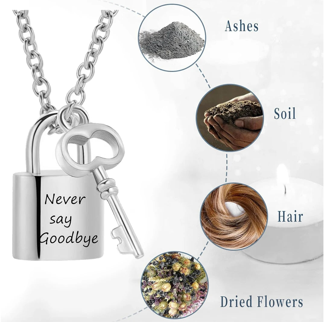1pc Padlock Cremation Jewelry for Ashes Urn Necklaces for Women Men Stainless Steel Keepsake Memorial Key with Lock Urn Pendant