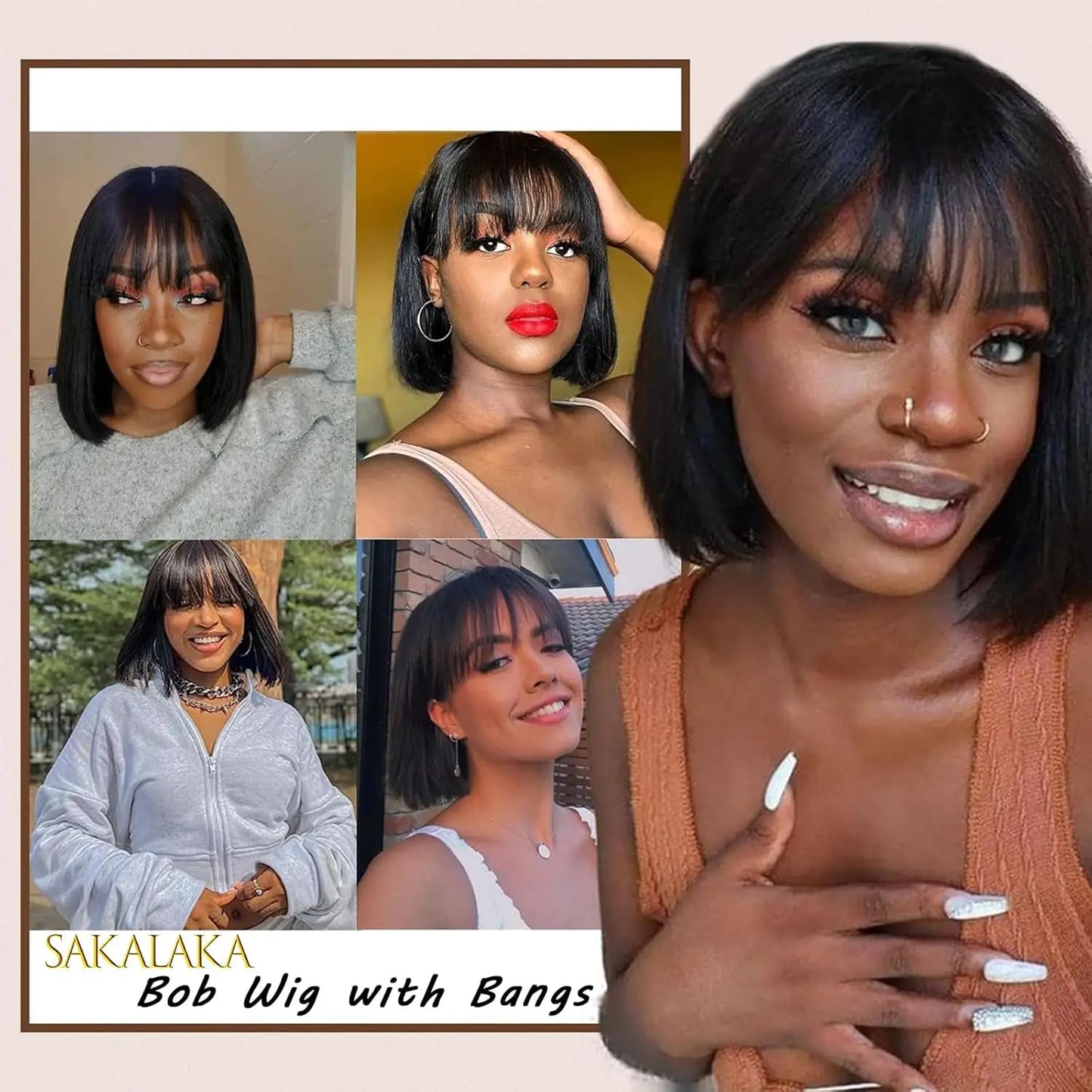 Straight Bob Wigs Human Hair 8 Inch 3X1 With Bangs Glueless