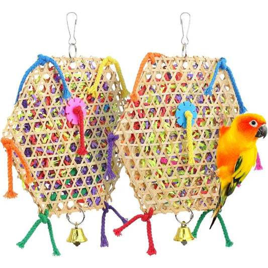 Bird Parrot Toys 2 Pack Bird Hanging Foraging Shredder Toys for Small Medium Birds Including Conure Cockatiel Parrotlet Lovebir