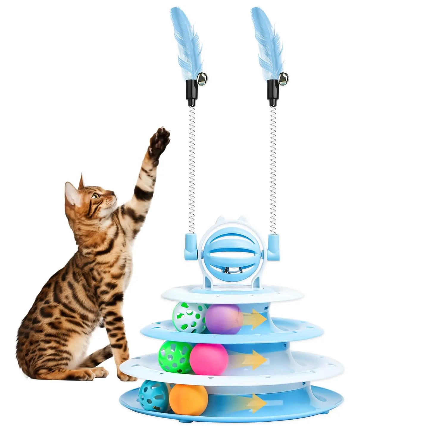Engaging Interactive Cat Toy Puzzle Ball - Mental Stimulation for Indoor Cats & Kittens with Feather Teaser - Prevent Boredom