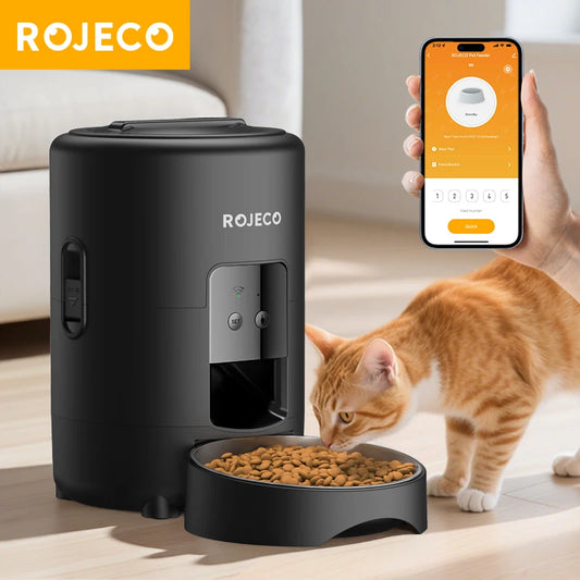 Rojeco 2L Automatic Cat Feeder With WiFi App Remote Control Kibble Dispenser
