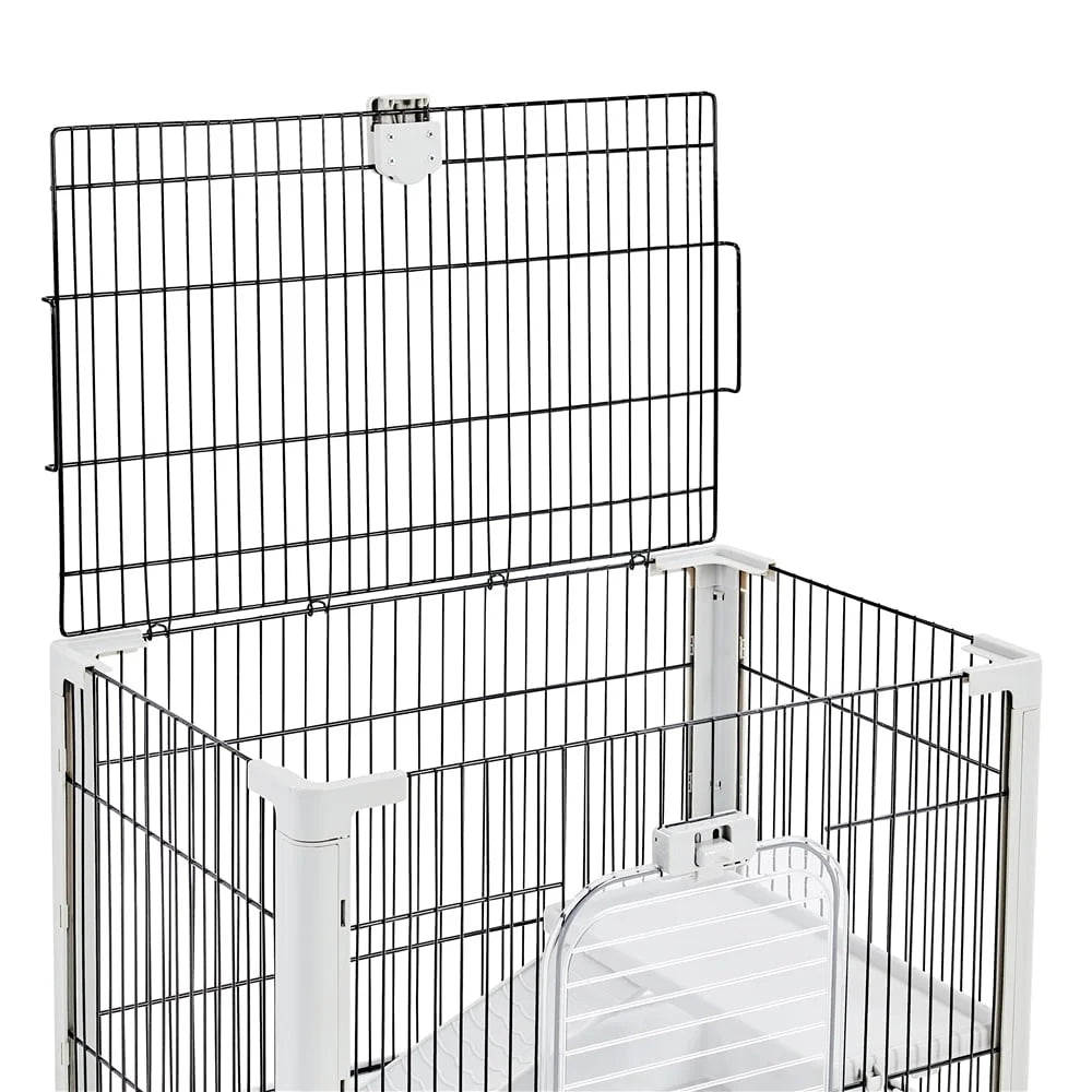 Two Level Rolling Rabbit Cage With Ramp And Platform Wheels