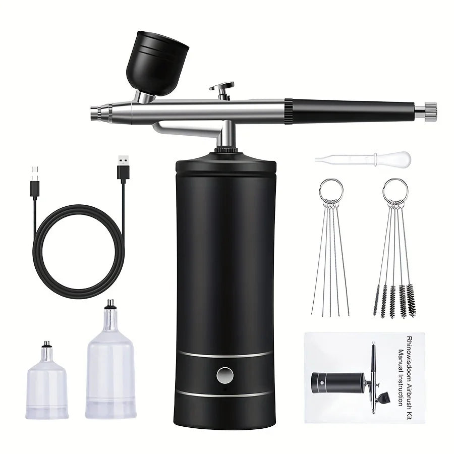 Air Compressor Airbrush Painting Airbrush Electric Airbrush Air Pump Suitable for Painting Art Beauty Makeup Nail Tattoo Body Painting Ceramic Spray Cake Making Furniture Leather Goods Repair Model Coloring, Gift