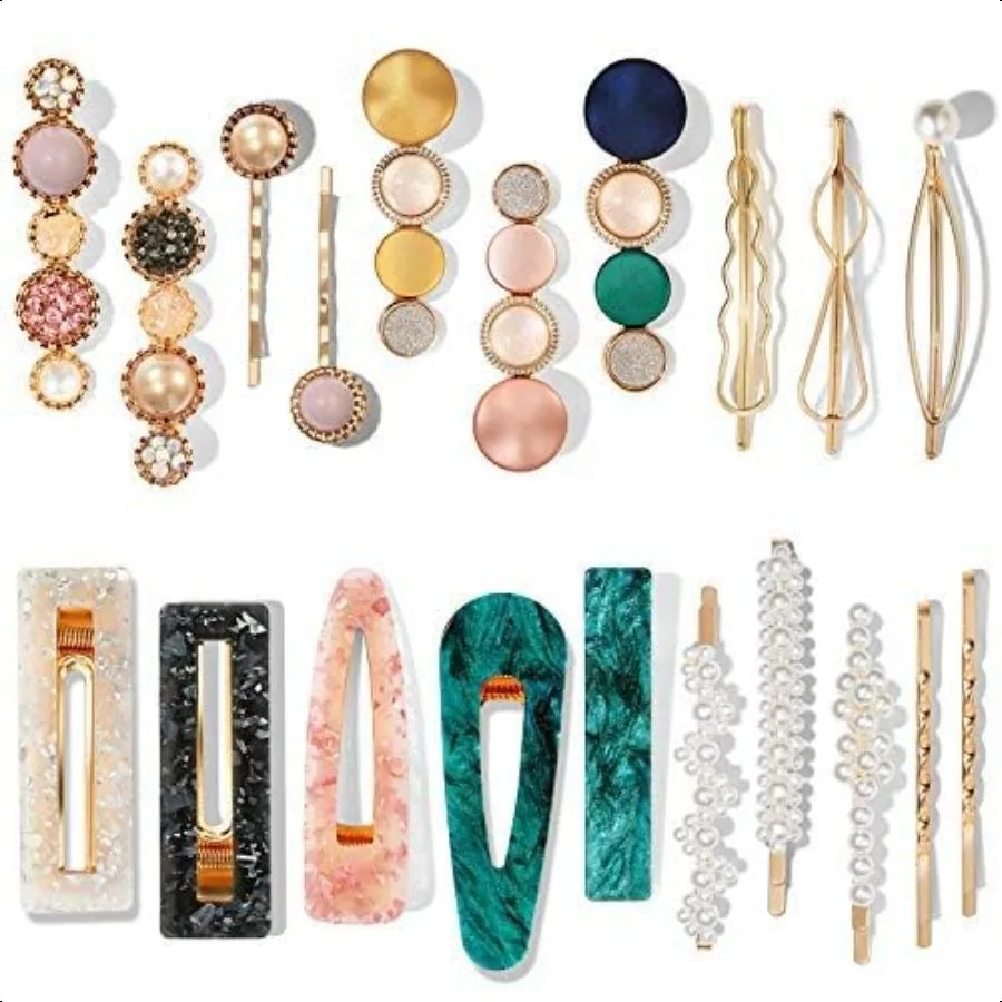 Pearl Acrylic Hair Clips 20 Boho Fashion Barrette Hairpins