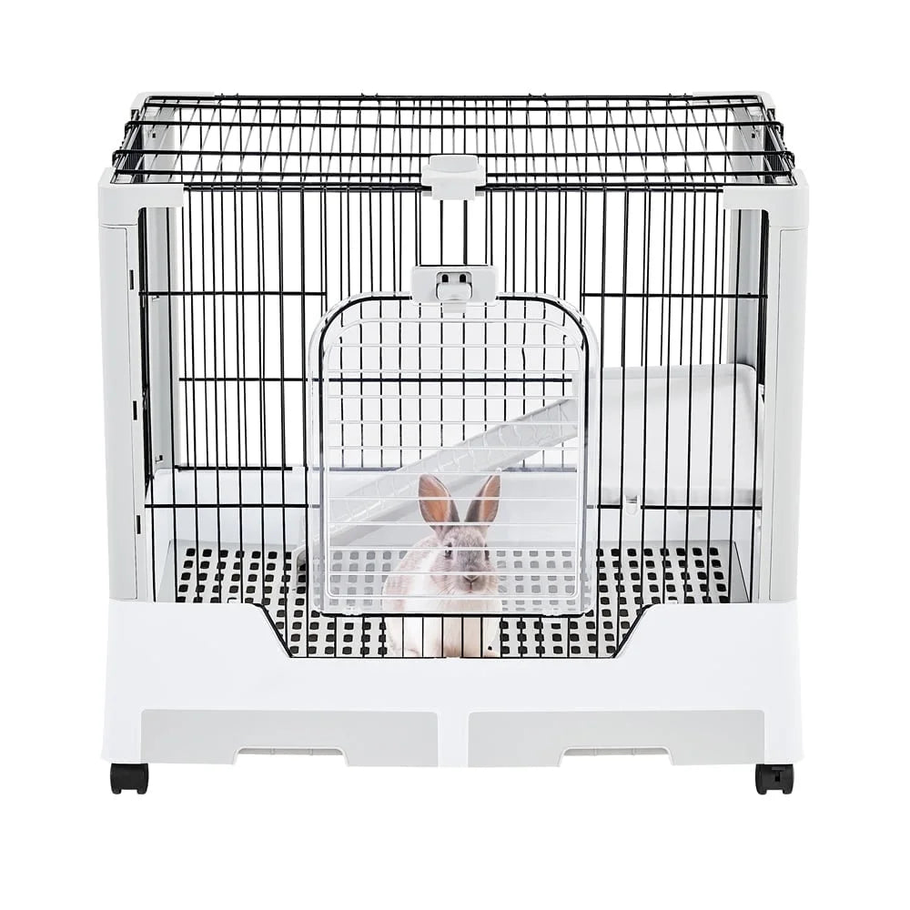 Two Level Rolling Rabbit Cage With Ramp And Platform Wheels