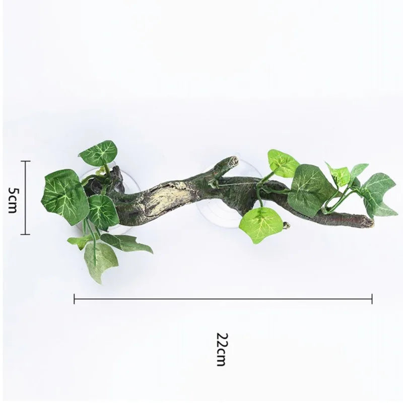 Reptile Terrarium Plant Decoration With Suction Cup Lizard