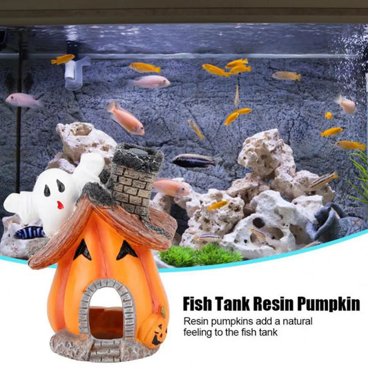 Halloween Pumpkin Aquarium Ornament Resin Ghost Statue