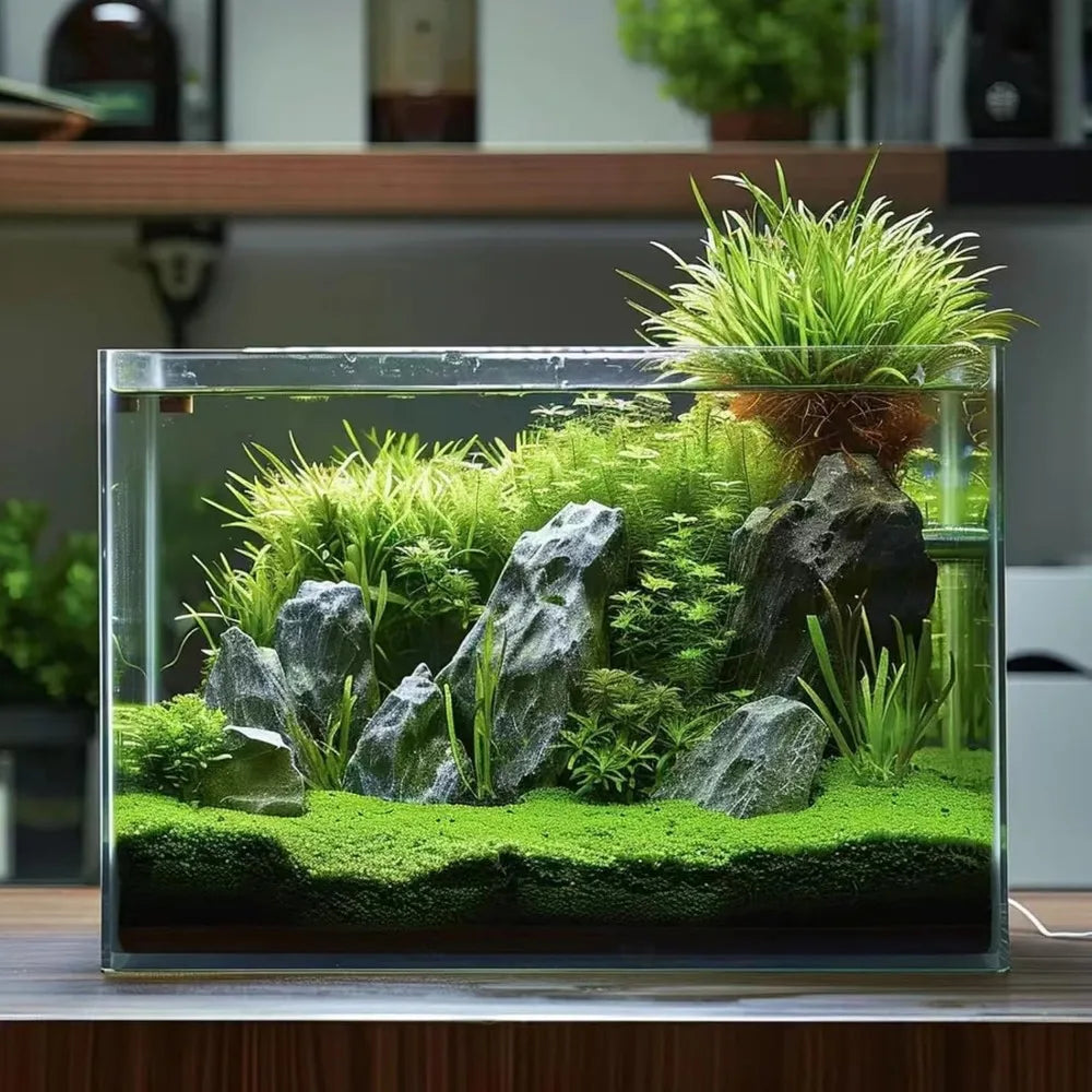 3 Gallon Glass Fish Tank, Easy to Maintain Small Aquarium for Betta/Goldfish/Snails/Shrimp and Aquatic Planting.