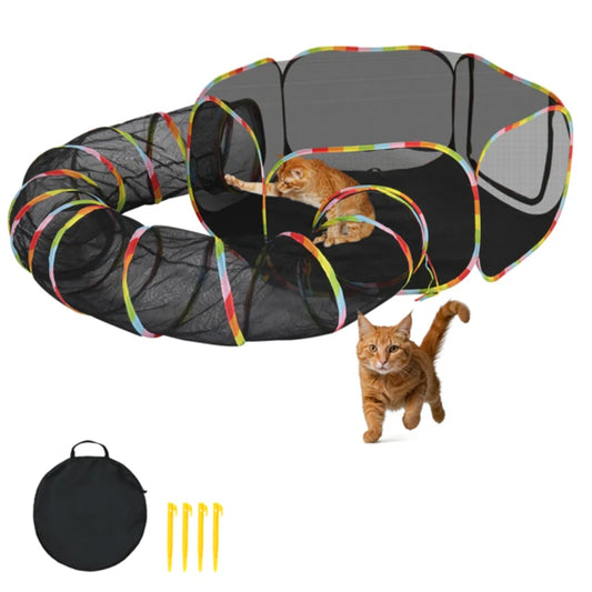 Outdoor Cat Cage Tunnel Enclosure Portable Cat Tent for Outside Playpen Pet Tunnel Playground for Cats and Small Animals