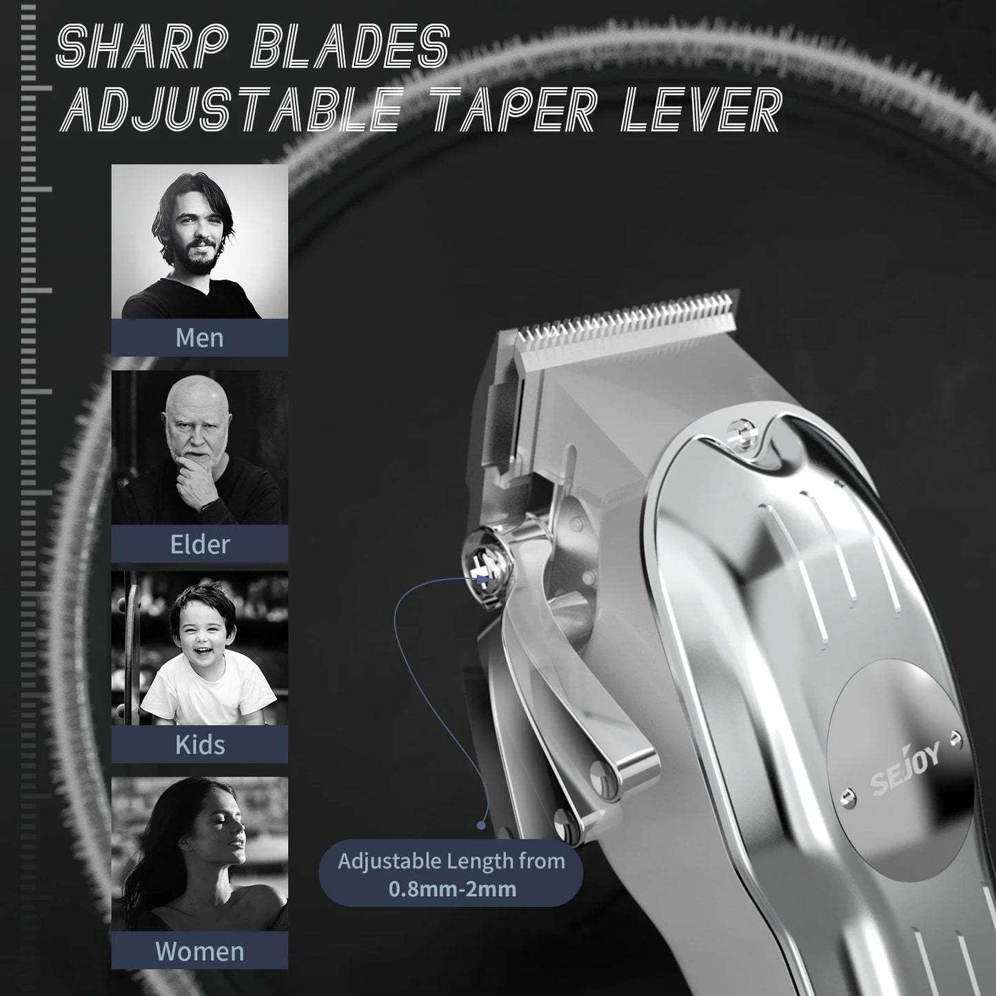 Sejoy Professional Hair Clipper Kit For Men Cordless