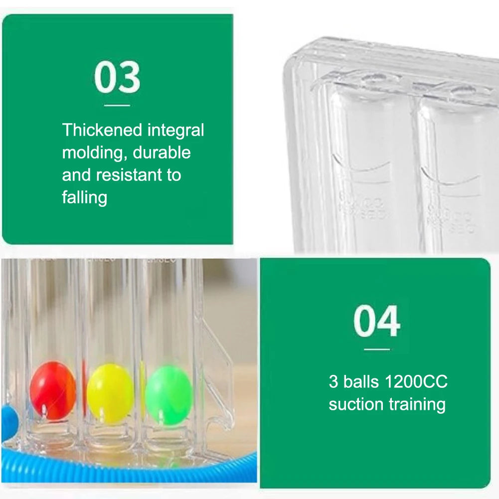 3 Ball Breath Measurement System Lung Function Exerciser Lightweight Training Device For Rehabilitation Cardio Fitness