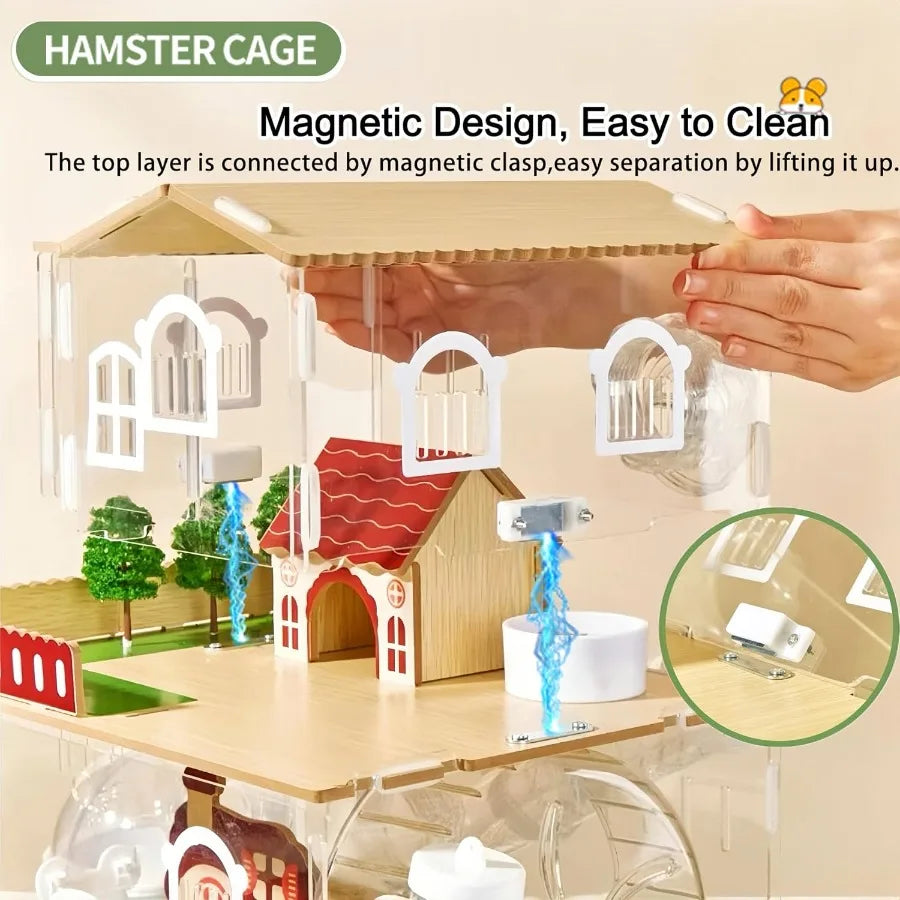 12 in 1 Clear Acrylic Hamster Cage With All Accessories