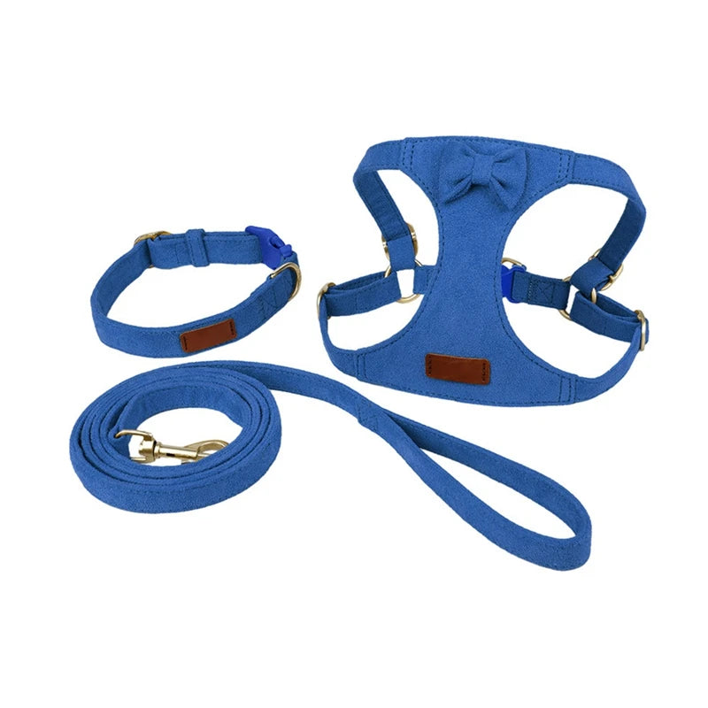 Soft Breathable Dog Collar Harness Leash Set Comfortable Pet Dog Cat Vest Harnesses Adjustable Pet Collars Leads For Small Dogs