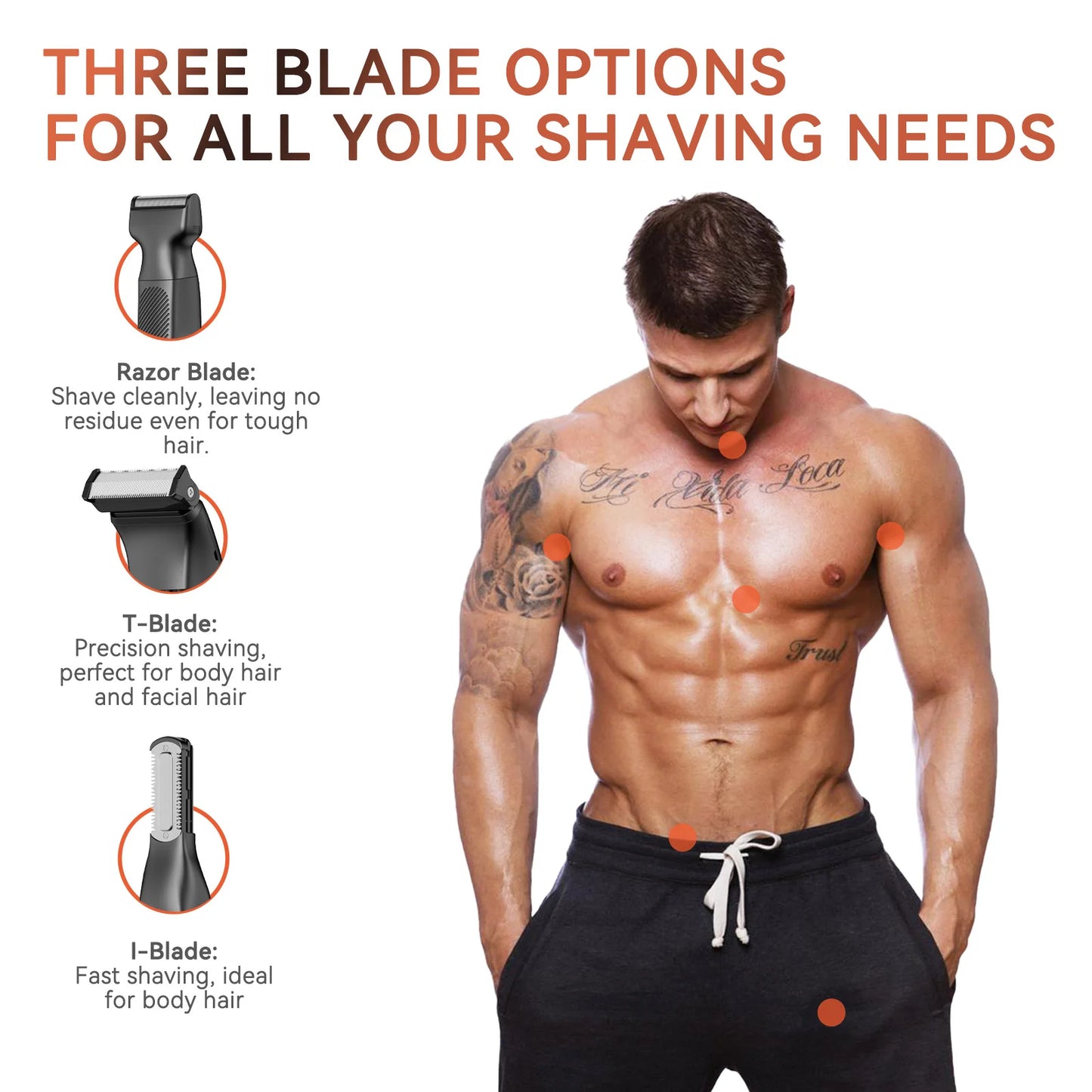 MAXGROOM 3 in 1 Body Hair Trimmer Electric Shaver IPX6