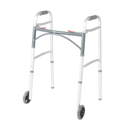 Medical PreserveTech Deluxe Two Button Folding Walker with 5" Wheels