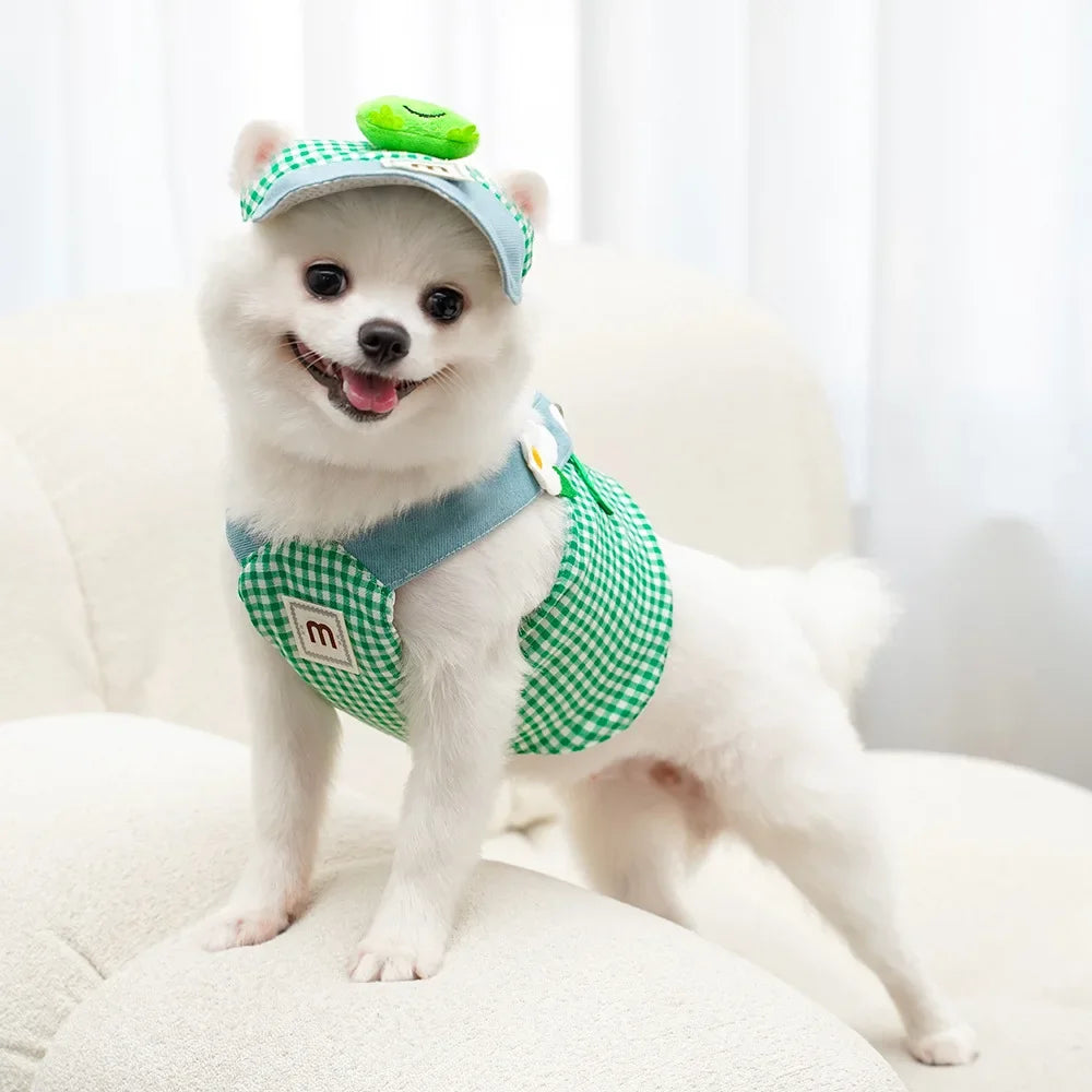 Three-piece Set Duck Frog Spring and Summer Pet Chest Harness Traction Rope Set - Breathable Fabric - For Cats & Puppies - Suita