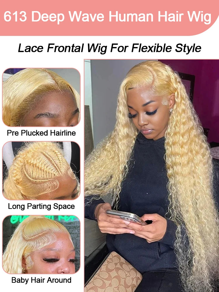 613 Blonde HD Lace Front Wig 13x6 Deep Wave Water Wave
