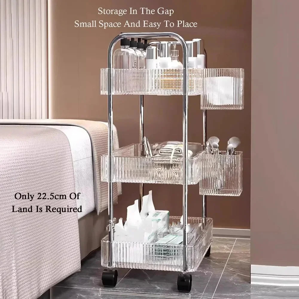 Rolling Cart,with Three Storage Boxes of The Same Color Beauty Salon Trolley,for Beauty Spa Cosmetology Massage,